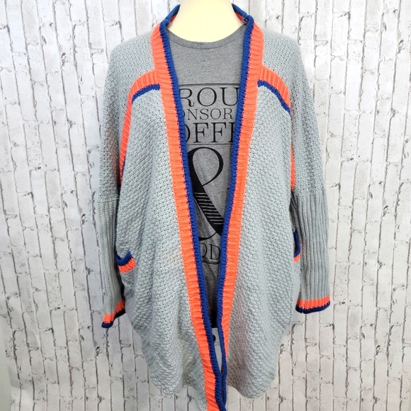 Umgee Sweaters - Umgee Striped Knit Cardigan Light Grey